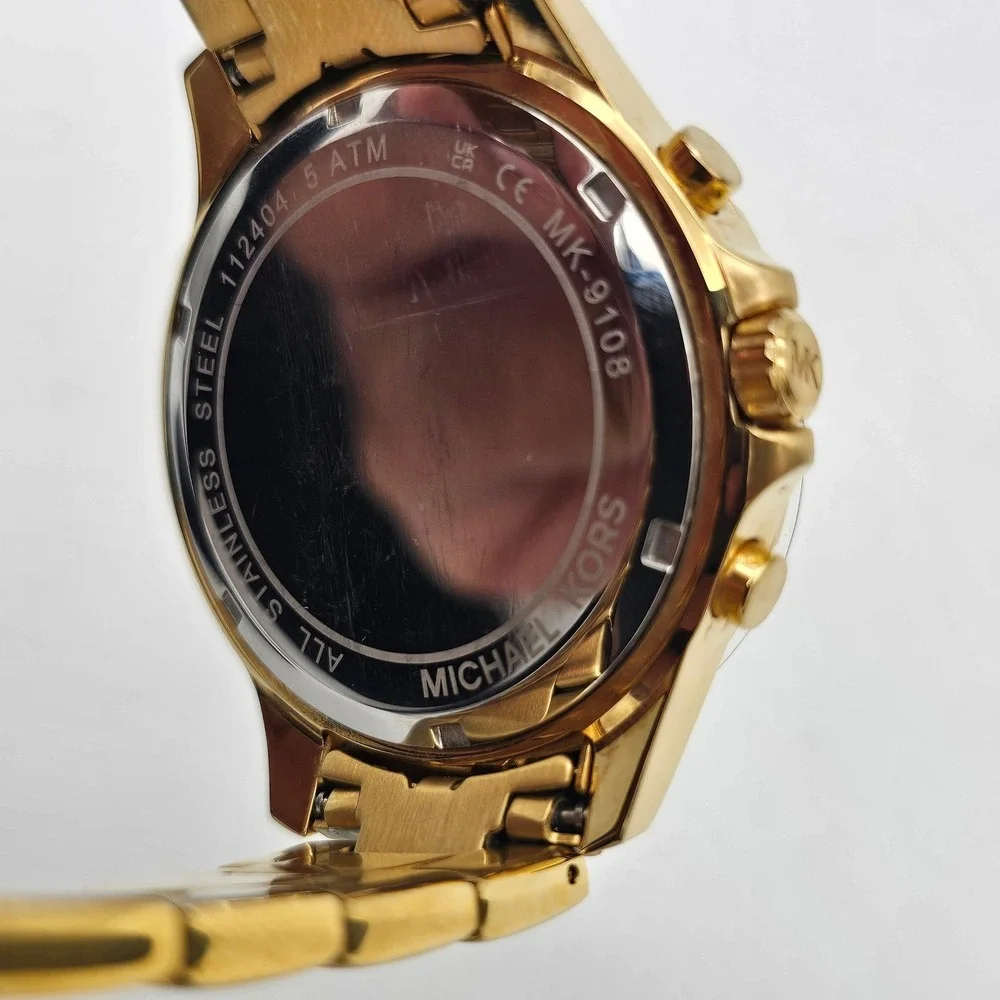 Michael Kors Men Greyson Chronograph Gold Tone Stainless Steel Watch MK9108 43mm